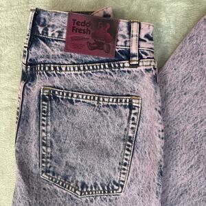 Teddy Fresh Vintage Purple Acid Wash High Rise Straight Jeans Size 27 NWOT